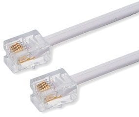 World of Data® - 5m ADSL Cable - Premium Quality / Gold Plated Contact Pins / High Speed Internet Broadband / Router or Modem to RJ11 Phone Socket or Microfilter / White