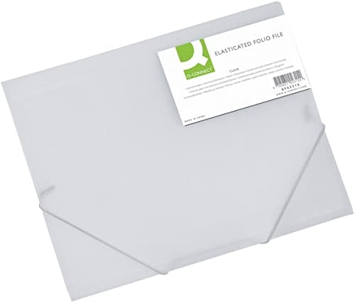 Q-Connect Mappe mit Gummiband DIN A4 Kunststoff/PP/Transparent Weiß/mit 3 Klappen/Eckspannermappe Dokumentenmappe Gummizug-mappe Für Büro Schule Zuhause/Wasserabweisend Strapazierfähig