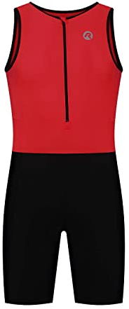 Rogelli Traje de Triatlón Manga Corta, Ideal para Natación, Ciclismo y Carreras, Unisex, Rojo, L