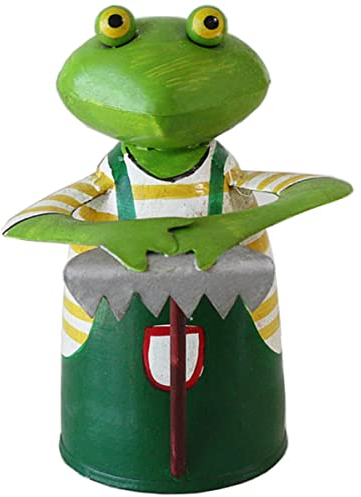 Exner Zaunhocker GÄRTNER-Frosch mit RECHEN, H. ca. 19 cm