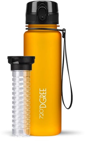 720°DGREE Gourde d'Eau 500ml “uberBottle“ +Fruit-Infuseur, softTouch - Sans BPA, Anti-fuite - Bouteille, water bottle idéale pour Enfants, École, Sport, Randonnée, Camping, Université, Voyage, Travail