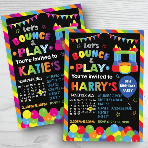 10 Personalised Kids Bouncy Castle Birthday Party Invitations Soft Play Invites Boy Girl