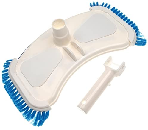 vhbw Swimmingpool-Bodensauger zur Anbringung an Poolpumpe, Skimmer - Poolsauger mit 32/38mm Schlauchanschluss, mit Seitenbürsten, weiß/blau