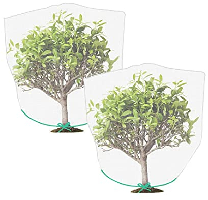 2 Packs Insect Bird Barrier Netting Mesh with Drawstring Garden Bug Netting Plant Cover for Protect Plant Fruits Flower
