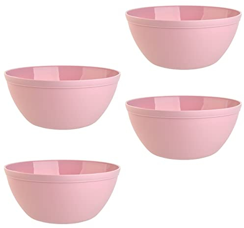 Engelland 4er Set Schalen Müslischalen Dessertschalen Salatschale Suppenschale Reisschale Bowl in Farbe rosa aus Kunststoff BPA-frei groß 900 ml