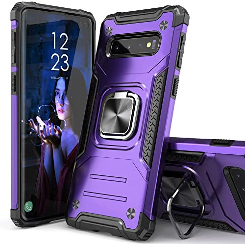 IDYStar Compatible with Galaxy S10 Plus Case,Hybrid Drop Test Cover with Car Mount Kickstand Slim Fit Protective Phone Case for Samsung for Galaxy S10 Plus,Purple