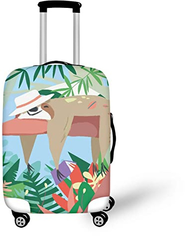 Poceacles Gepäckabdeckung, Polyester-Kofferabdeckungen für Gepäck, TSA-geprüft, Reise-Anti-Kratz-Kofferabdeckung, Faultier-Mütze, mehrfarbig, XL