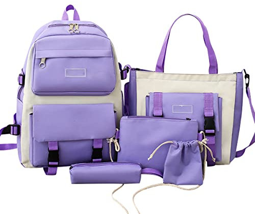 Leichter Schulranzen-Rucksack Schule Laptop-Rucksack Upgrade Stilvoll College Schule Reisen Lässig Tagesrucksack Büchertasche Langlebig Arbeit Einkaufen Kleine Tasche Leicht Violett M