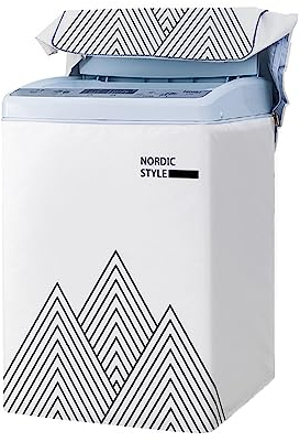 Odot Druck Waschmaschinenabdeckung Toplader Staubdichte wasserdichte Sonnenfest Abdeckungen für Waschmaschine Trockner Waschtrocknerabdeckung Passend für Meisten Top (Weiss,M (5.5-6.5kg))