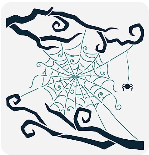 FINGERINSPIRE Skurrile Spinnennetz Schablone 30x30 cm Wiederverwendbare Spinnennetz Schablone Halloween Motto Muster Schablone Zum Malen Auf Wand Holz Möbeln DIY Urlaub Party Heimdekoration