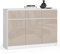 AKORD Kommode K 140 cm 3 | Schubladen und 3 Türen | für das Wohnzimmer Schlafzimmer Schrank Büro Arbeitszimmer | Modernes Funktionales Design | laminierte Platte 16 mm Farbe | Weiß-cappuccino glänzend