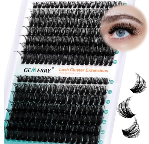 GEMERRY Faux Cils Bouquet Extension Cils Cluster Cils Volume Russe DIY à la Maison 60D/80D 0.07mm D Curl 10-18 Mix Volume Soie Cils Grappe de greffage soie Prefait (60D+80D-0.07D-10-18mm)