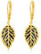 TANGPOET Onyx Ohrringe Silber 925 Blatt Ohrringe Hängend Gold Filigrane Boho Ohrringe Hängend Hängeohrringe Geschenke für Damen