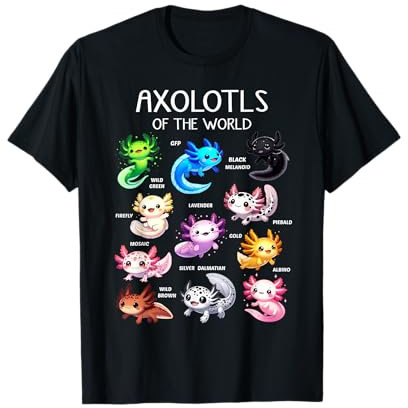 Axolotls Del Mondo Tipi Kawaii Di Axolotl Pesce Anfibio Maglietta