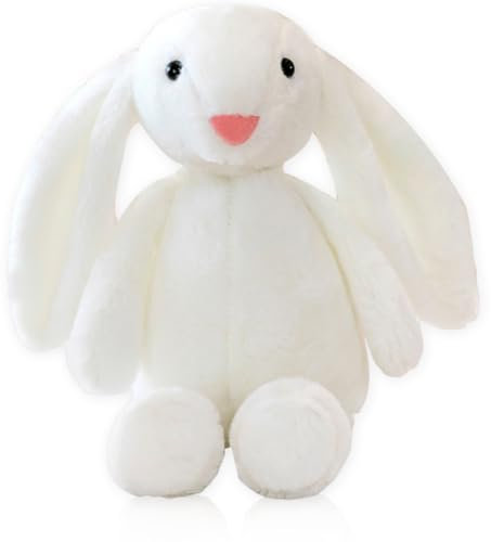 QWEPU Osterhasen Figuren, Plüsch Hase Kaninchen, Hase Kuscheltier, Hase Kaninchen Plüschtiere Stofftier Puppe Plüschtier Geschenke für Ostern Valentinstag (Weiß,28cm)