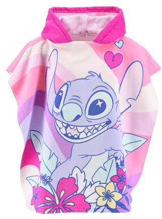 Disney Stitch Kapuzen Handtuch für Mädchen, Strandtuch, Badetuch, Poncho für Mädchen, Kinderbadetuch