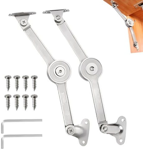 Drop Down Hinges, 2 Pcs Soft Close Lid Support Hinges, Lift Up Door Cabinet Hingess Heavy Duty Lid Support Hingess with Screws & Hex Key for Kitchen Door Drawer Window Cupboard Wardrobe Box