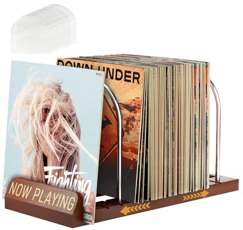 WJMY Rangement pour disques vinyles évolutif rétro pour 30 à 70 LPs