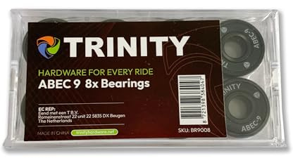 TRINITY Skateboard Kugellager 608 (Bearings) ABEC 9, 8er Set, 8x22x7 mm, Gummidichtung, Präzisionskugellager für Skateboard Rollen