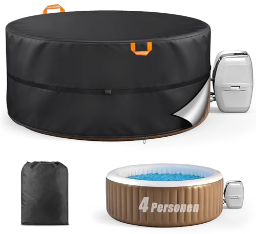Housse de Protection Ronde pour Jacuzzi, 4-6 Personnes, Oxford 420D, Spa Gonflable Housse de Protection pour Ronds, résistante aux UV et imperméable pour Spa extérieur (200 x72cm (4 Personnes))