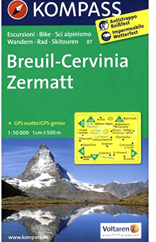 Breuil - Cervinia - Zermatt: Wanderkarte mit Radrouten und alpinen Skirouten. GPS-genau. 1:50000. (KOMPASS Wanderkarte, Band 87)