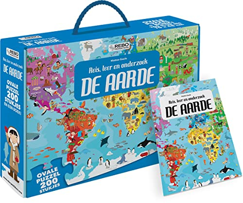 De Aarde - puzzel 200 stukjes en boek (Reis, leer en onderzoek - Boek + ovale puzzel)