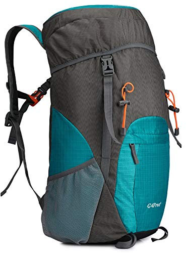G4Free 35L Rucksack Faltbarer Wanderrucksack Ultraleicht reißfest wasserabweisend Reise Camping Trekking Tagesrucksack für Männer Frauen, grau/blau, 35L