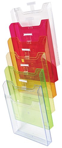 Exacompta - Réf. 64799D - 1 trieur mural - Format A4 vertical - 6 compartiments profondeur de 26 mm - A fixer au mur - Dimensions : 15,5 x 23,9 x 66,5 cm - Arlequin transparent glossy