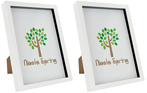 Nicola Spring 3D Shadow Box Photo Frames - 8 x 12 (20 x 30cm) - Pack of 2 - White 3D Photo Frame A4 Picture Frame Portrait Display Case for Crafts, Keepsakes, Wedding, Graduation