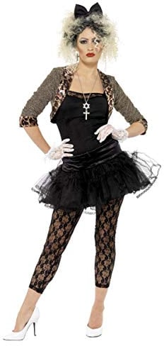 Smiffys 80s Wild Child-Kostüm, Schwarz, Jacke, Oberteil, Tütü, Leggings, Handschuhe & Stirnband