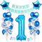 Geburtstagsdeko Jungen 1 Jahr,Luftballon 1. Geburtstag Blau,Happy Birthday Dekoration Zahl,Nummerndekoration,Luftballon 1. Geburtstag Junge Deko,Folienballon 1 (1)