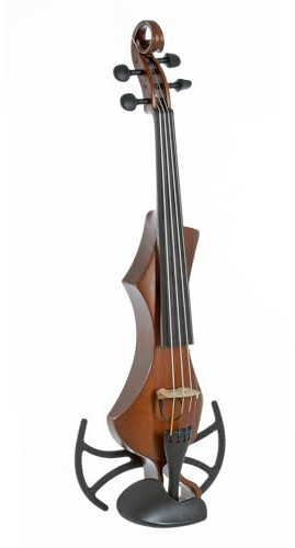 GEWA E-Violine, elektronische Violine, Novita 3.0 3.0 Goldbraun mit Adapter für Schulterstützen, 4-saitig