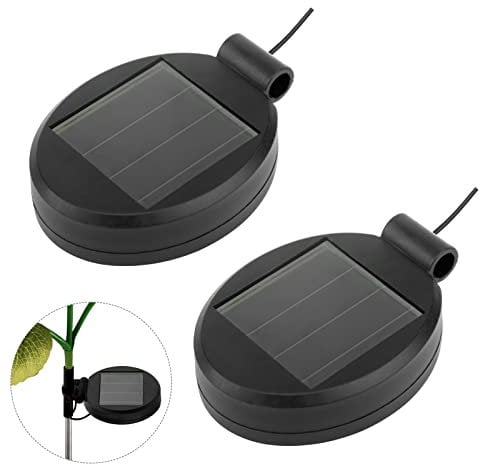MOVKZACV 2 Pack Solar Light Replacement Top Part Panel for Outdoor Hanging Lanterns - Solar Lantern Lamp Led Replacement Top Battery Box for Garden Patio Walkway Yard(Black)