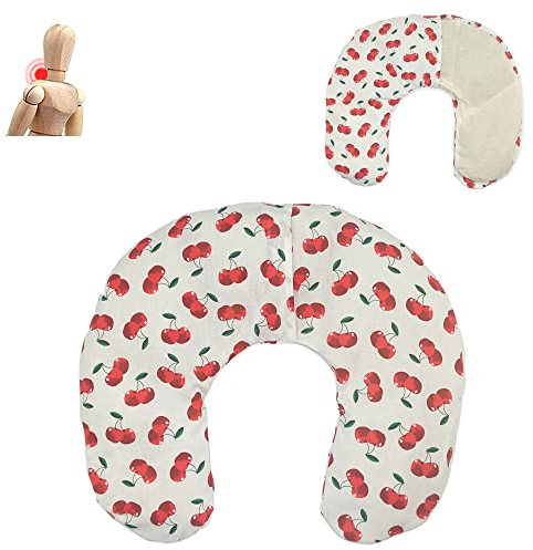 Coussin Cervical Thermique Cherries White 36 x 32 cm, rempli de 600gr de noyaux de Cerise Organique, pour Les thérapies de Froid et de Chaleur, avec Housse Lavable