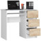 Bureau d'ordinateur avec 3 tiroirs et Un tiroir Coulissant pour Le Clavier. Un Bureau pour Un Ordinateur de Bureau ou Portable, l'école et Le Bureau des Jeunes 90x77x50