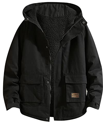 Norway Winterjacke Parka Herren Dick Warme Übergröße Steppjacke Winddichte Gefütterter Warmer Anorak Outdoor SKI Snowboard Jacke Mit Kapuze für den Winter M-5XL (04-Schwarz, 5XL)