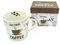 Porzellan-Tasse in Geschenk-Verpackung, But First Coffee, braun creme, Kaffee-Tasse Kaffee-Becher Geschenk-Box