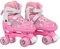 XUANYU Patins à roulettes, Rollers Quad Classiques, Roller Skates pour Filles et Garçon, sans Roues Lumineuse, Confortables et Respirants Patin a Roulette pour Débutants, Rose S (27 à 32)