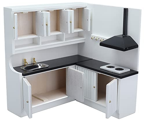 Cocina de Casa de Muñecas, Modelo en Miniatura, Mano de Obra Fina, Apariencia Bonita, Muebles de Madera a la Moda