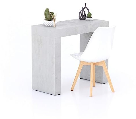 MOBILI FIVER, Evolution Esstisch 90 x 40, Grauer Beton mit Zwei Beinen, Made In Italy