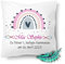 Print Deluxe Kommunion Geschenk, Personalisierbares Kissen bedrucktes für Jungen und Mädchen, mit Namen, Datum,Regenbogen| Dekokissen,| Kuschelkissen 40X40 (mit Kissenfüllung, Magenta)