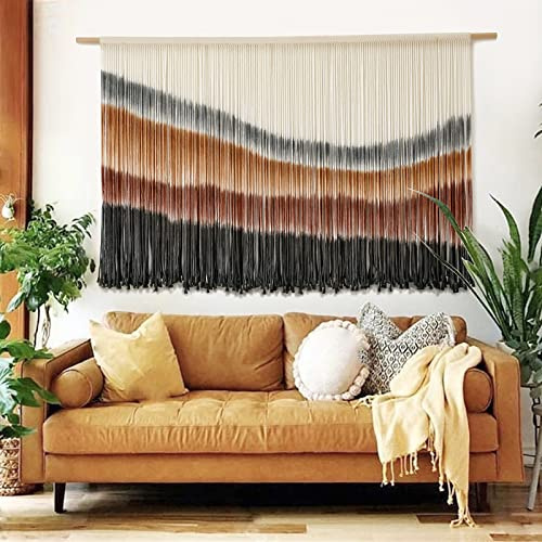 Flber Makramee-Wandbehang, großformatiger Batik-Wandteppich, 145 cm breit x 89 cm lang