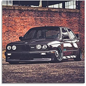 HALOUB Sportauto-Poster für BMW E30 M3 Rennwagen, dekoratives Gemälde, Leinwand, Wand- und Kunstbild, Dekoration für Familienzimmer, 30 x 30 cm