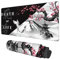 Desk Mat, Black and White Cherry Blossom Extended Gaming Mouse Pad Large, 35.4x15.7 Big Mouse Pad with Non-Slip Base and Stitched Edge, Long Computer Keyboard Mouse Mat for Home Office Work