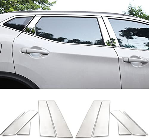 AMGASMG Car Door Window Pillar Post Trim for Nissan Qashqai J11 2014-2020, B C Pillar Anti Scratch Protective Cover, Chrome Stainless Steel Decoration Sticker