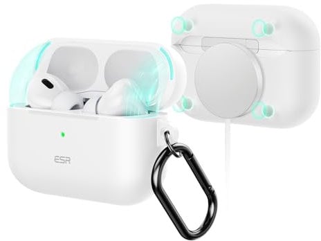 ESR for AirPods Pro 2 Case (2023/2022/2019), Compatible with AirPods Pro 2/1 Case (USB-C/Lightning Cable), Compatible with MagSafe, Magnetic Lid Lock, Full Drop Protection, Cloud Series, White
