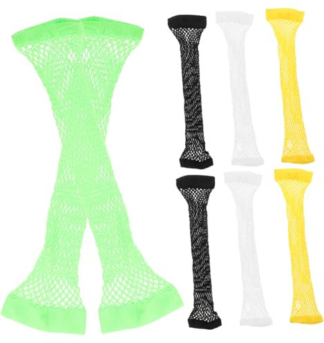 COLLBATH 4 Pairs Fine Fishnet Stretch Gloves Elbow Gloves Halloween Costume Gloves Vintage Fishnet Gloves Arm Sleeves Mesh Long Sleeve Gloves Long Gloves Fingerless Gloves 10% Spandex