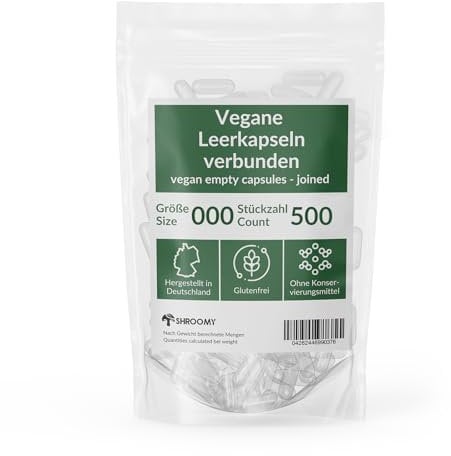 SHROOMY Capsules Vides HPMC - Taille 000 - Végétalien & Transparent - Boîte de 500