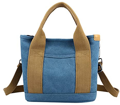 Damen Schultertasche Große Kapazität Canvas Tasche Casual Handtasche Tasche Arbeitsklasse Handtasche Hand für einfach teuer (Blau, Einheitsgröße)