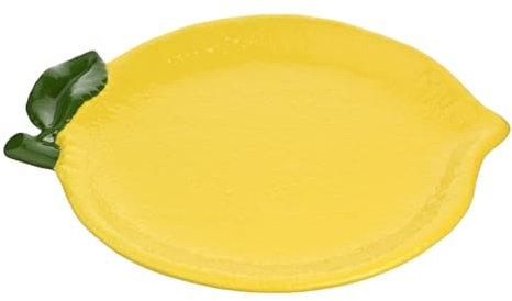 Widdop and Co Hestie – Assiette citron – Assiette de service en céramique émaillée jaune – Décoration d'intérieur pour accueil, dîner et fêtes pour le printemps/été – 30 cm x 23 cm